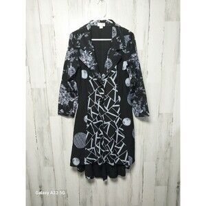 Kamana Dress Jacket Button Front Abstract Artsy Art to Wear Black White Small